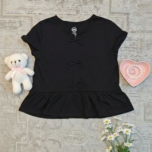 Wonder Nation Black Peplum Kids Shirt